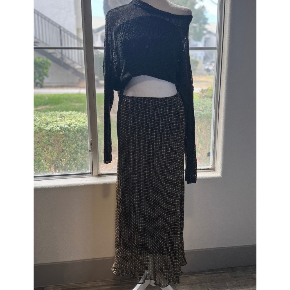 90s Grunge Retro Plaid Maxi Skirt by Clio size Medium.